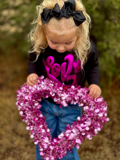 Love in Metallic Pink Puff on Youth Sweatshirt