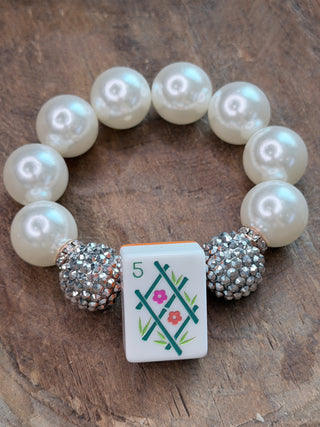 Mahjong Tile Beaded Stretch Bracelet