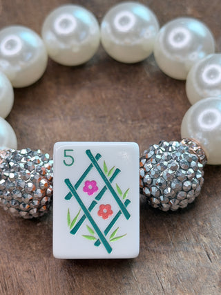 Mahjong Tile Beaded Stretch Bracelet