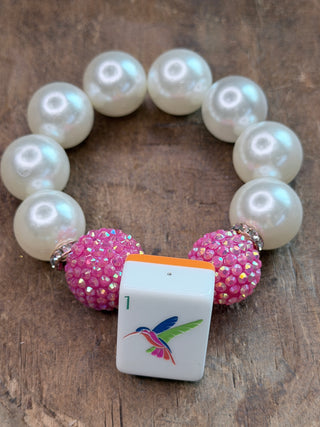 Mahjong Tile Beaded Stretch Bracelet
