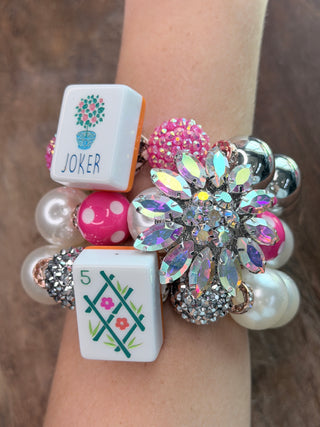 Mahjong Tile Beaded Stretch Bracelet