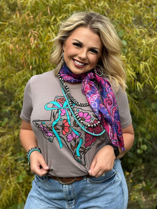 Tees Lauren's Floral Texas on Pebble Tee