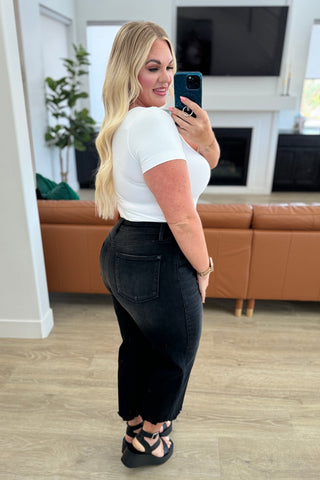 Denim Ryan High Rise Button Fly Wide Leg Crop Jeans
