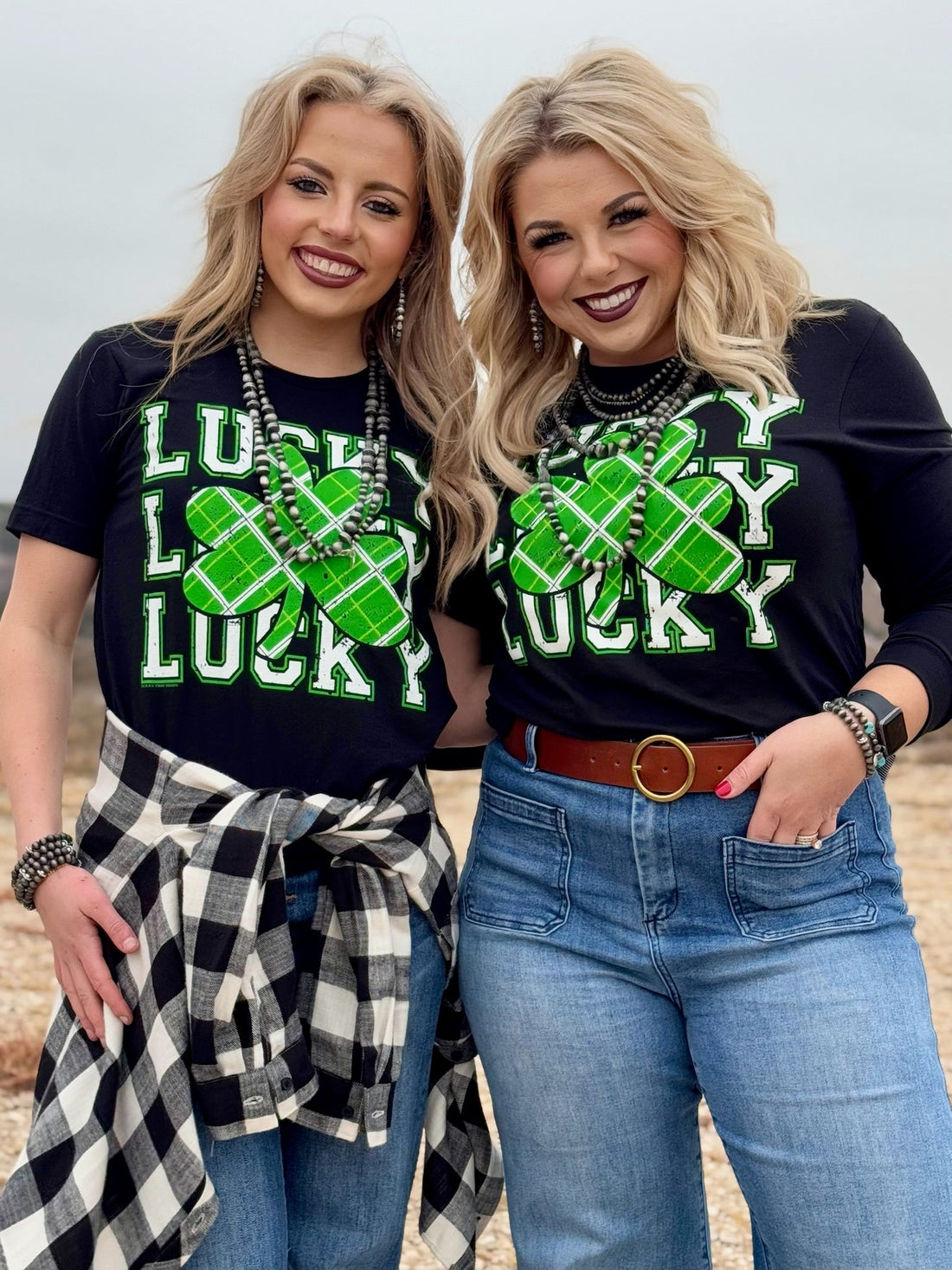 Lucky Repeat in Green &amp; White Tee &amp; Sweatshirt