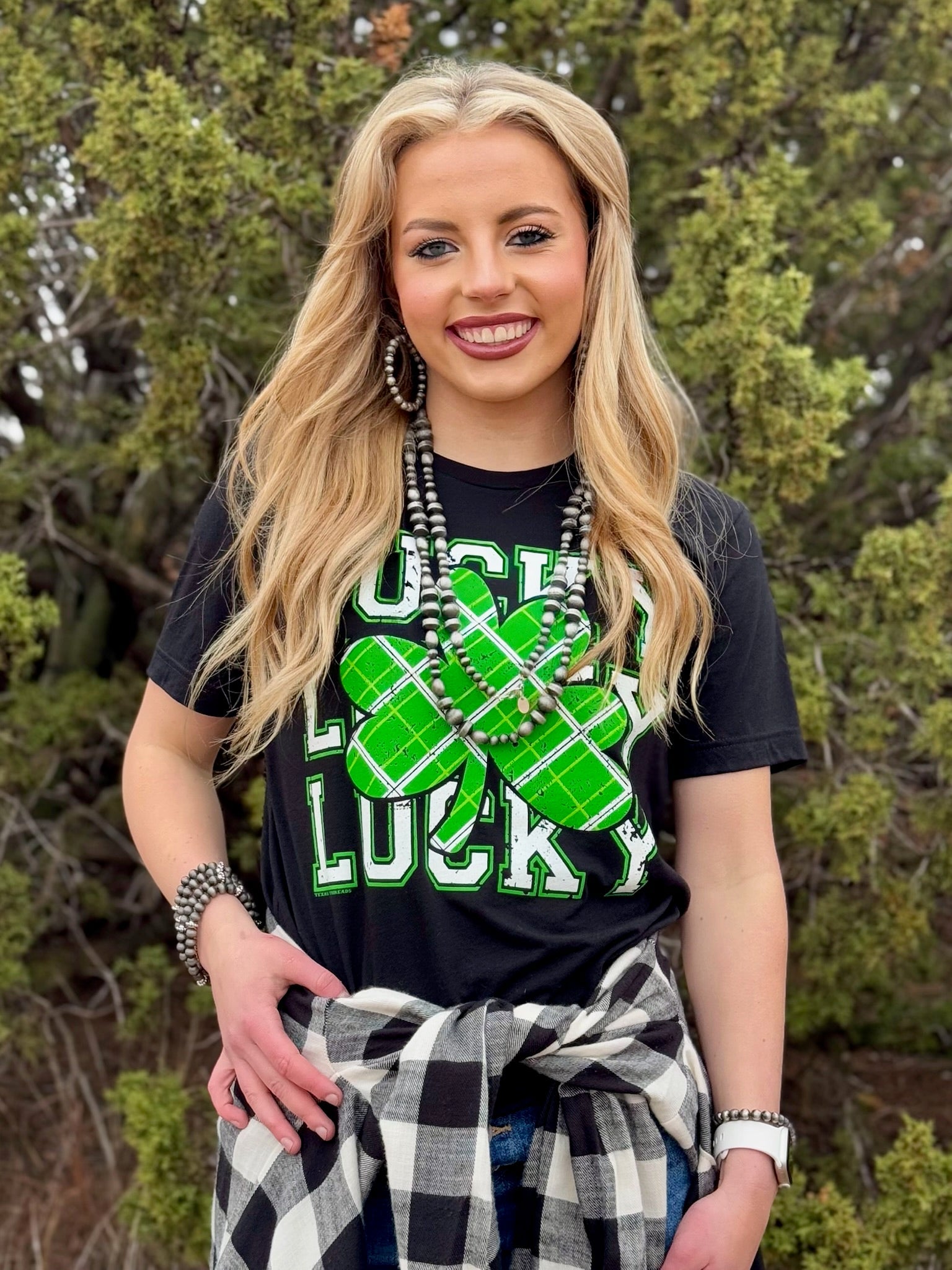 Lucky Repeat in Green &amp; White Tee &amp; Sweatshirt