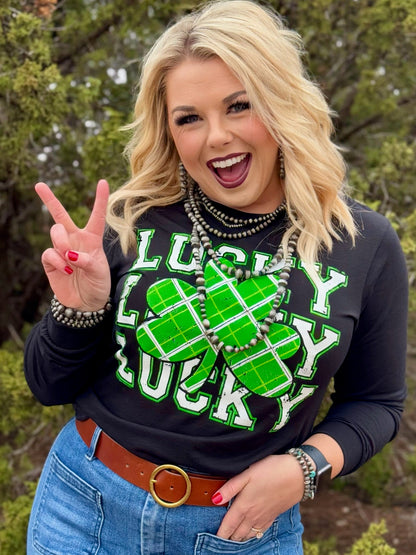 Lucky Repeat in Green &amp; White Tee &amp; Sweatshirt