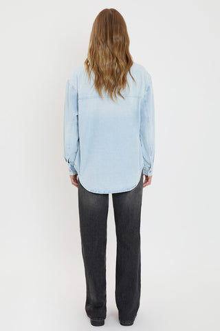 Women's Long Sleeve Denim Oversized Shacket
