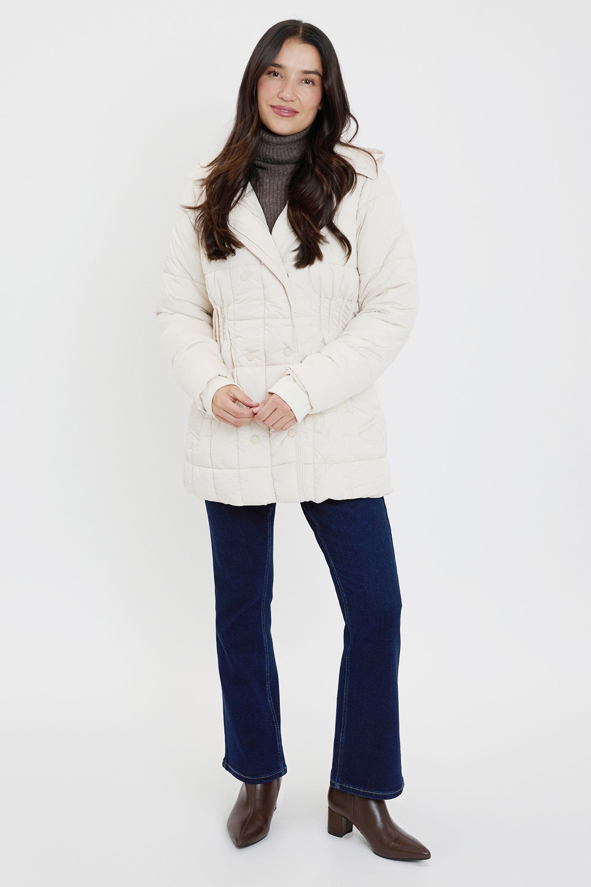 Detailed  Puffer Snap Jacket