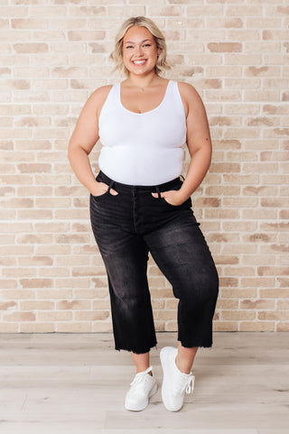 Denim Ryan High Rise Button Fly Wide Leg Crop Jeans