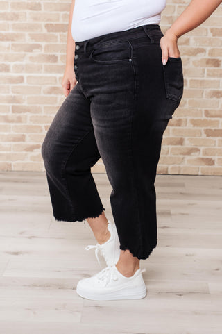 Denim Ryan High Rise Button Fly Wide Leg Crop Jeans