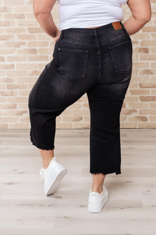 Denim Ryan High Rise Button Fly Wide Leg Crop Jeans