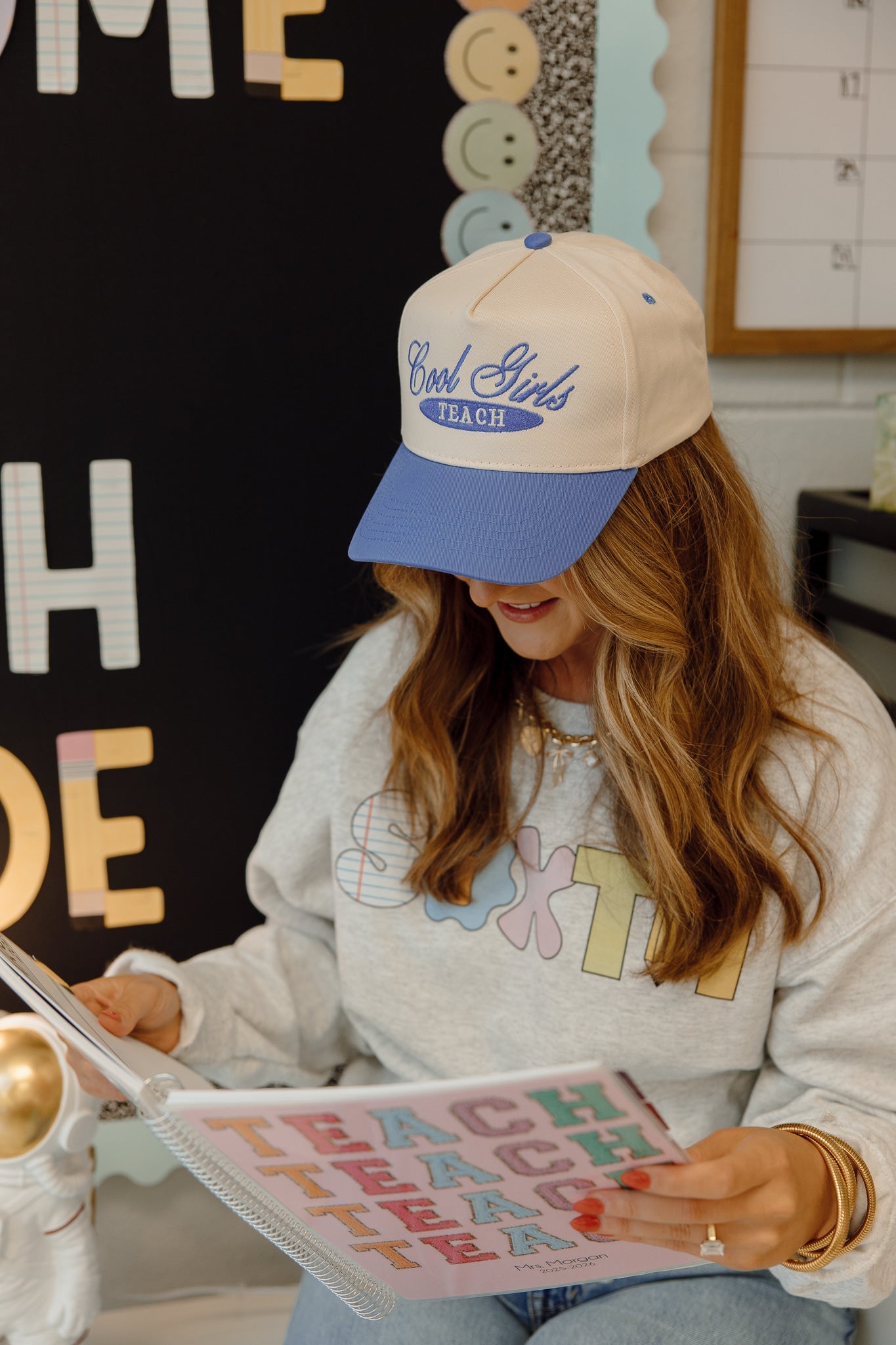 Hat Cool Girls Teach - Periwinkle Vintage Trucker Hat