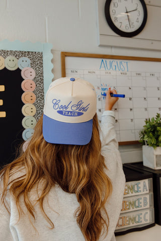 Hat Cool Girls Teach - Periwinkle Vintage Trucker Hat