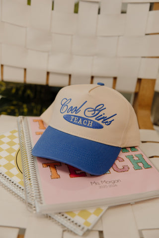Hat Cool Girls Teach - Periwinkle Vintage Trucker Hat