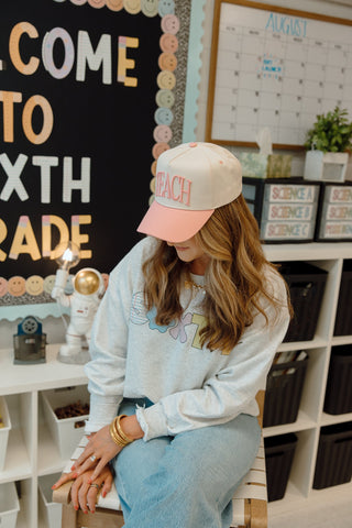 Hat TEACH - Pink Vintage Trucker Hat