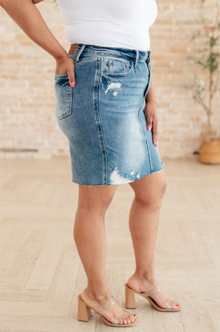 Denim Carol High Rise Rigid Magic Denim Skirt