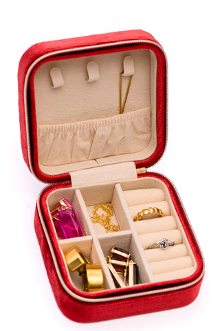 Accessories Kept and Carried Velvet Jewelry Box in Red
