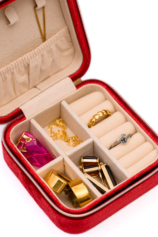 Accessories Kept and Carried Velvet Jewelry Box in Red