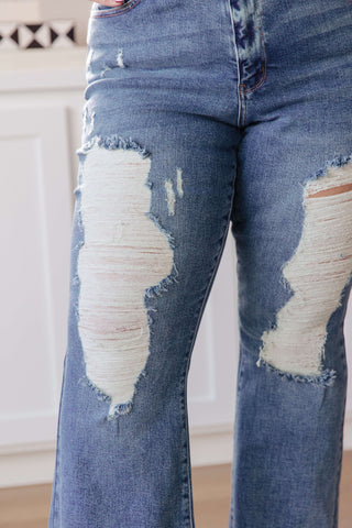 Denim Kiana High Rise Heavy Destroy Flare
