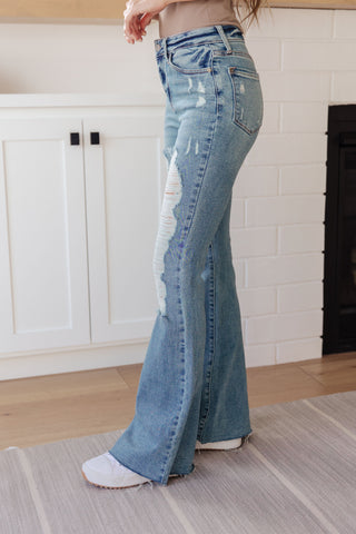 Denim Kiana High Rise Heavy Destroy Flare
