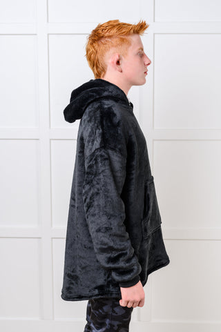Layers Kids Oversized Hoodie Blanket in Black