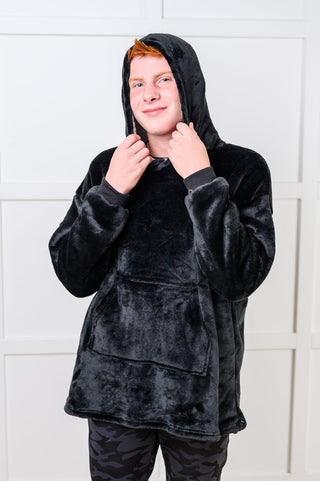 Layers Kids Oversized Hoodie Blanket in Black