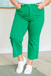 Denim Lisa High Rise Control Top Wide Leg Crop Jeans in Kelly Green