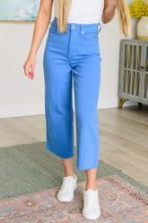 Denim Lisa High Rise Control Top Wide Leg Crop Jeans in Sky Blue