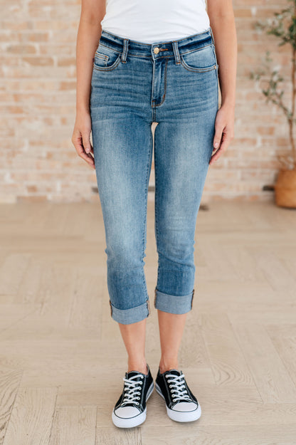 Denim Laura Mid Rise Cuffed Skinny Capri Jeans