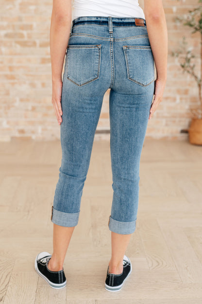 Denim Laura Mid Rise Cuffed Skinny Capri Jeans