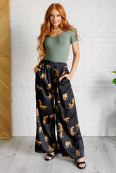 Bottoms Legendary in Leopard Satin Wide Leg Pants