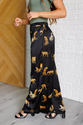 Bottoms Legendary in Leopard Satin Wide Leg Pants