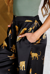 Bottoms Legendary in Leopard Satin Wide Leg Pants