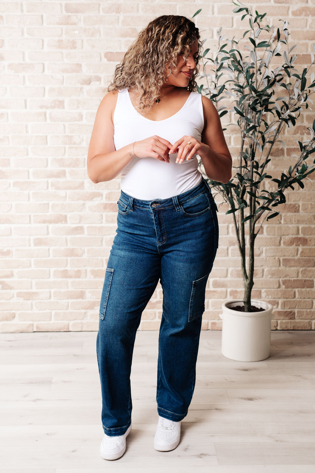 Denim Leila High Rise Cargo Straight Jeans