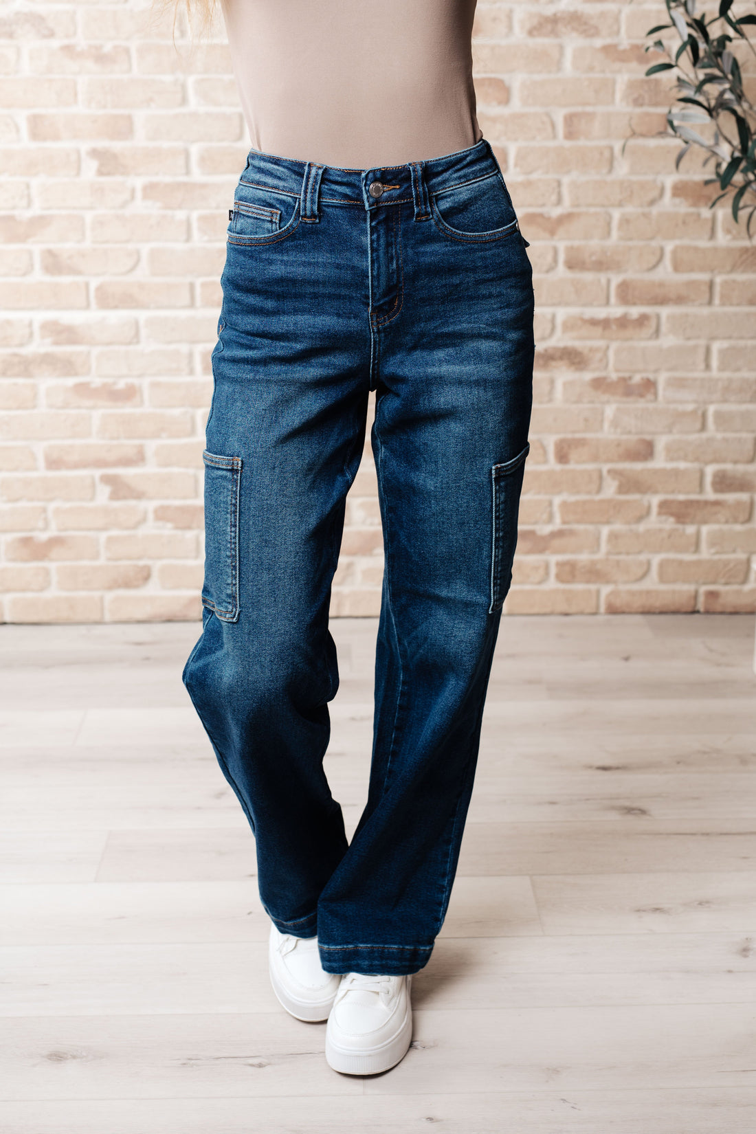 Denim Leila High Rise Cargo Straight Jeans