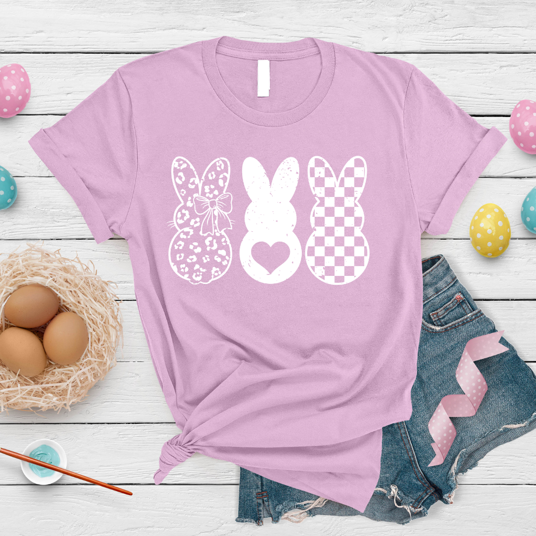 Leopard and Checkered Bunnies Graphic Tee