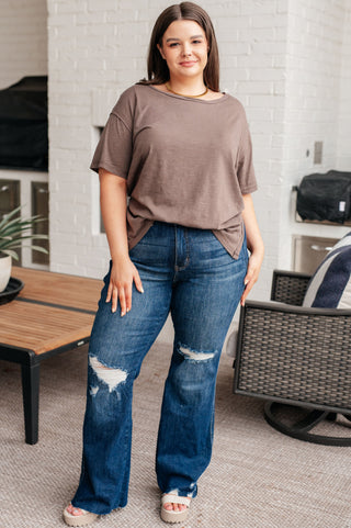 Tops Let Me Live Relaxed Tee in Brown