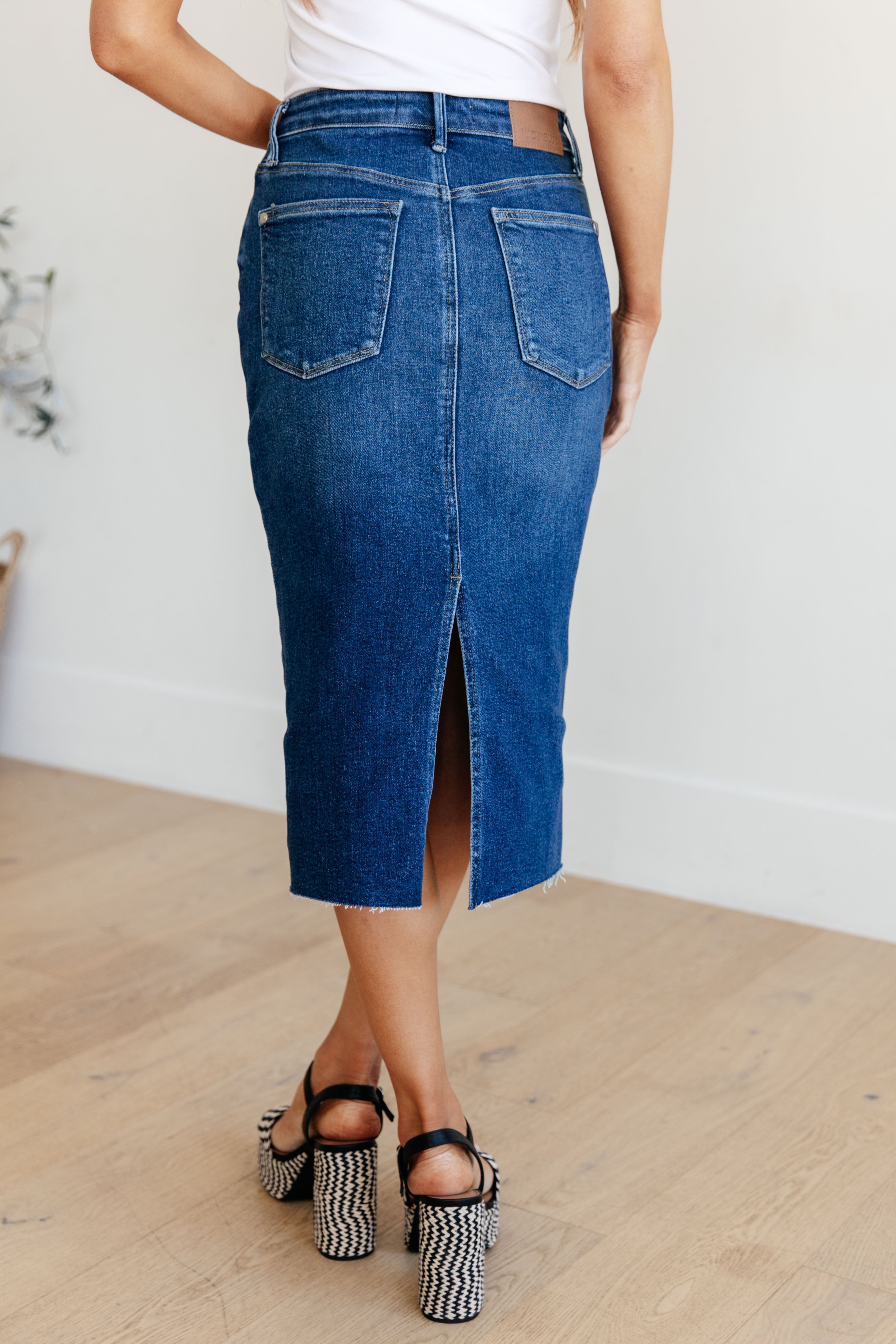 Denim Marcy High Rise Denim Midi Skirt