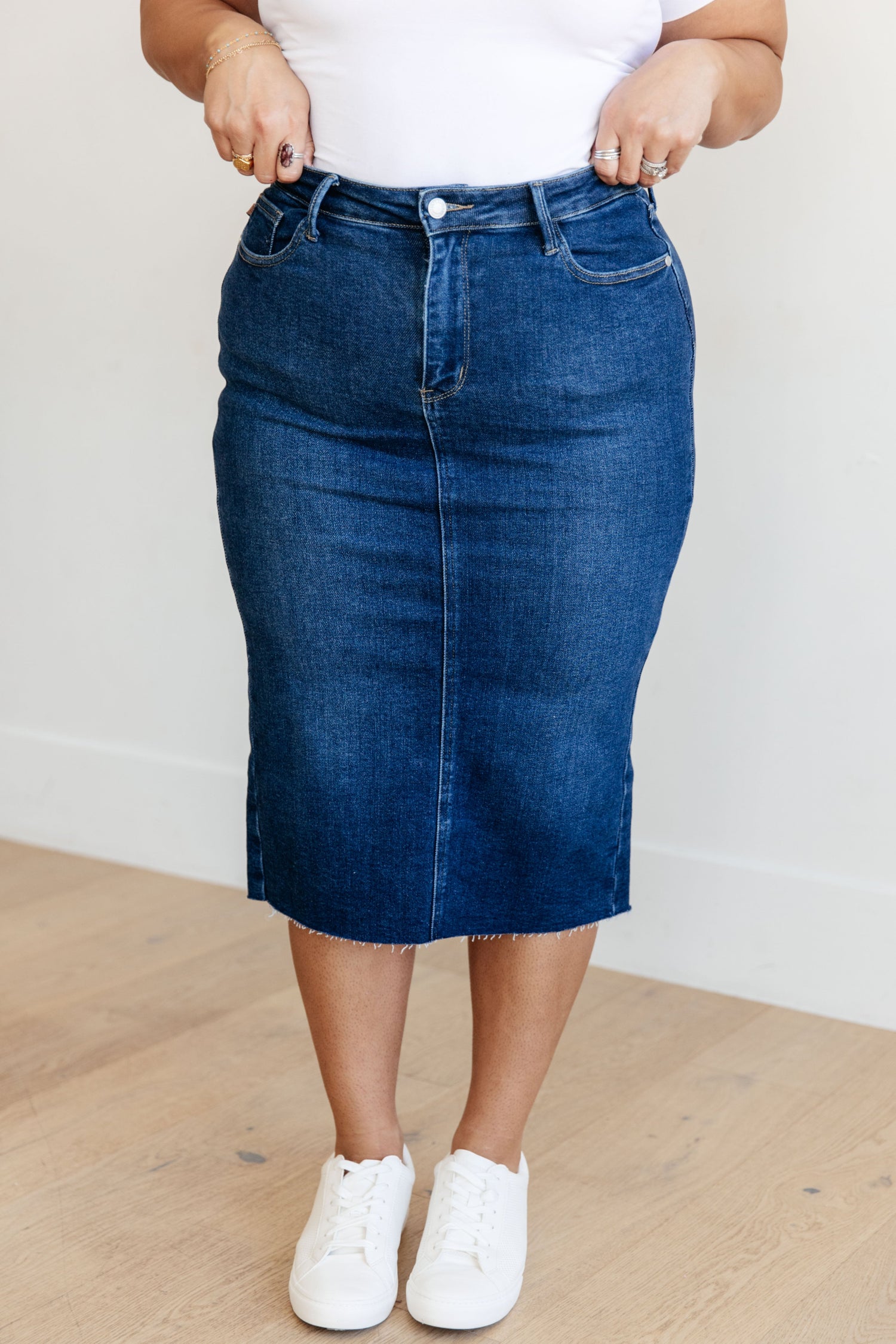 Denim Marcy High Rise Denim Midi Skirt