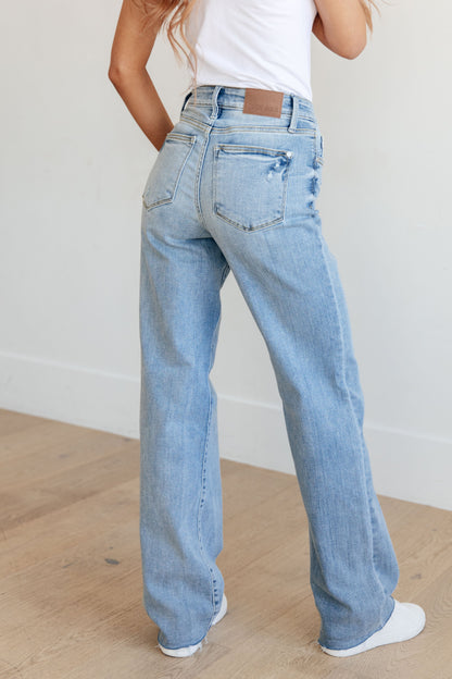 Denim Mildred High Rise V Front Waistband Straight Jeans