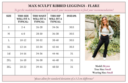 Molly Max Sculpt Ribbed Leggings - Flare - Girl Code Couture