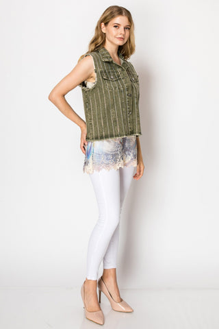 Sequin Denim Vest