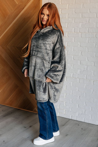 Layers Oversized Velour Blanket Hoodie in Gray