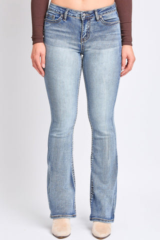 Pants Women's Heavy Stitch Mid Rise Bootcut Stud Jeans