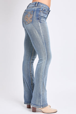 Pants Women's Heavy Stitch Mid Rise Bootcut Stud Jeans