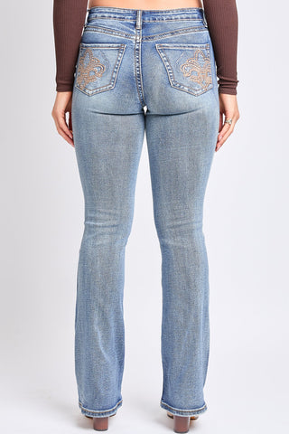 Pants Women's Heavy Stitch Mid Rise Bootcut Stud Jeans
