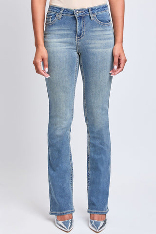 Pants Women's Heavy Stitch Mid Rise Bootcut Stud Jeans