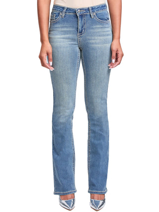 Pants Women's Heavy Stitch Mid Rise Bootcut Stud Jeans