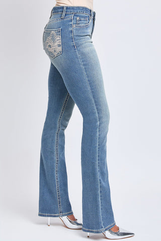 Pants Women's Heavy Stitch Mid Rise Bootcut Stud Jeans
