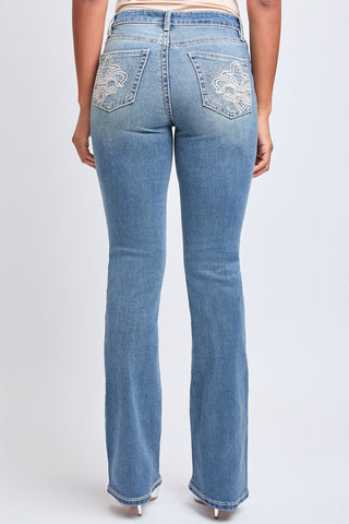 Pants Women's Heavy Stitch Mid Rise Bootcut Stud Jeans
